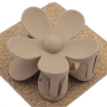 Заколка-пряжка большой цветок челюсть-цветок Бежевая