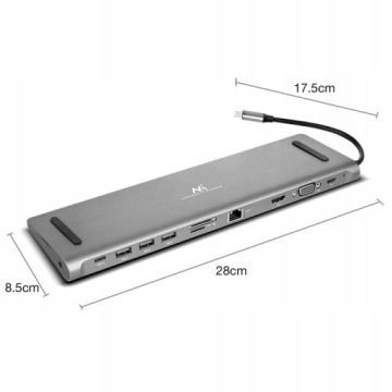 ХАБ ДОК-СТАНЦИЯ 11-в-1 USB-C VGA RJ45 HDMI 4K