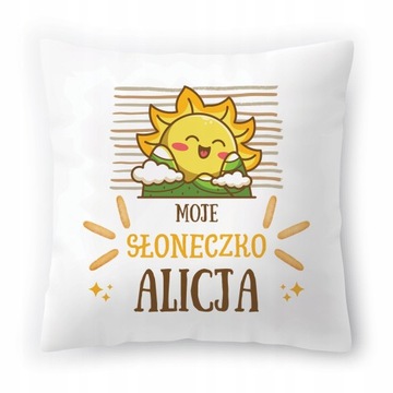 Poduszka Biała 40x40 cm Dla Alicji Córki Dziecka z Nadrukiem ze Zdjęciem