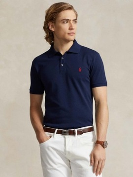 RALPH LAUREN męska koszulka polo granat SLIM r.M