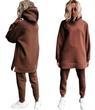 S030 CZEKOLADA CIEPLUTKI Z DŁUGĄ BLUZĄ OVERSIZE S