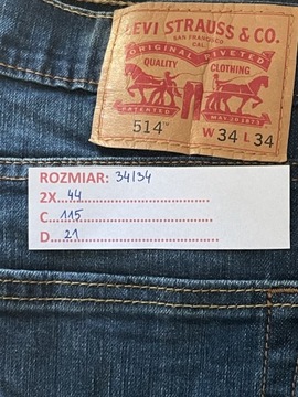 LEVI'S STRAUSS 514 SPODNIE JEANS w34-L34