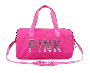 TORBA PODRÓŻNA SPORTOWA PINK Z CEKINAMI 30L