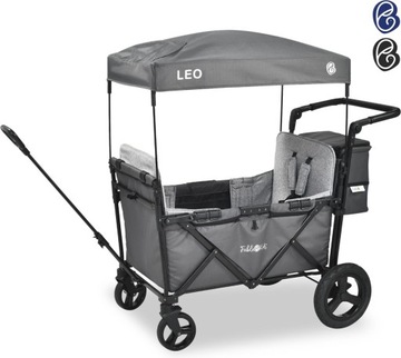 FableKids LEO X2 Plus Składany wózek ręczny z dachem skamieniały szary