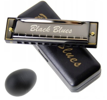 Harmonijka ustna BLACK BLUES C-DUR + MARAKAS