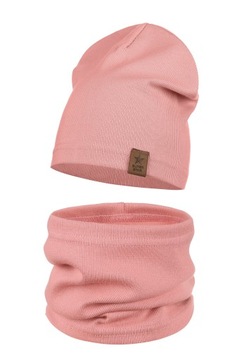 ДЕТСКИЙ КОМПЛЕКТ ЮБКА ХЛОПКОВАЯ ШАПКА НА ОСЕНЬ ЗИМА СВЕТЛО-РОЗОВЫЙ 40-46
