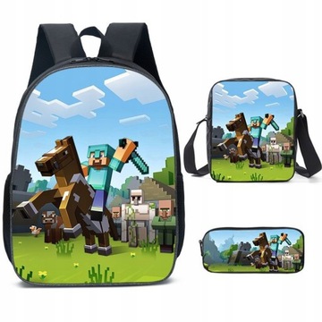 plecak studencki Plecak szkolny Minecraft 3W1 3D