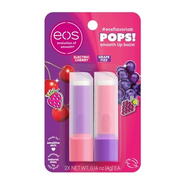 Eos POPS! - balsamy do ust o 2 smaki winogronowy i wiśniowy