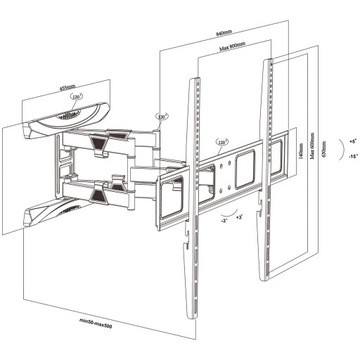 MACLEAN MC-423 Uchwyt regulowany naścienny do TV telewizora max 100' 80kg