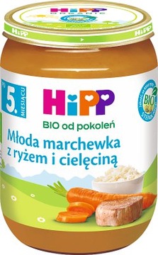 HiPP Młoda marchewka z ryżem, i cielęciną BIO,