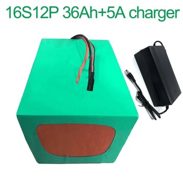 Z 5A ładowarka 60V 36Ah 16S12P 18650 akumulator litowo-jonowy elektryczny