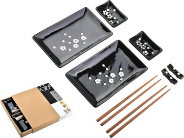 CZARNY Zestaw do sushi dla 2 osób - 8 elementów