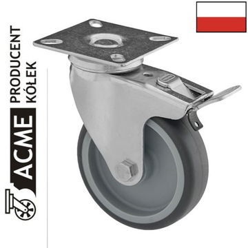 Koło Gumowe Z Mocowaniem Obrotowym Z Hamulcem 75mm