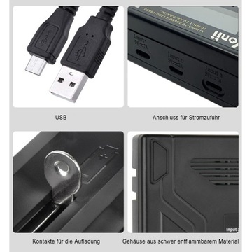 БЫСТРОЕ ЗАРЯДНОЕ УСТРОЙСТВО ДЛЯ БАТАРЕЙ AA ​​И AAA 18650 21700 4 слота D4S