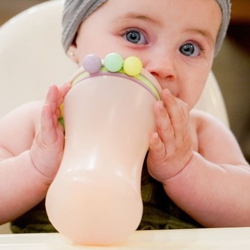 Бутылочка Melii Baby Sensory с трубочкой 340мл Розовый