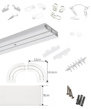 Карниз потолочный 2 направляющие 180 см + чехол 9 см + арка