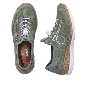 RIEKER sneakersy, buty, półbuty, sportowe zielone N42V1