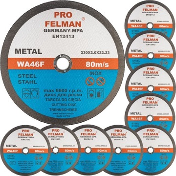 Диски отрезные по металлу Shield 230x2 Inox Germany Pro Felman, набор из 10 шт.