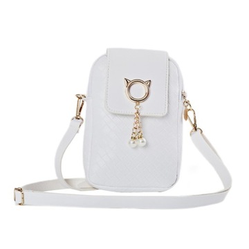 Mini Crossbody Torba na telefon Torba na ramię Torba na monety Portmonetka z białym02