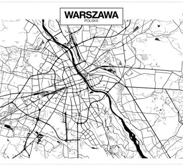 FOTOTAPETA 200x140 +KLEJ, Mapa Warszawy, Kontur