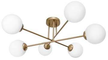 NOWOCZESNA LAMPA SUFITOWA PLAFON ŻYRANDOL ZŁOTA BIAŁE KULE LOFT LED