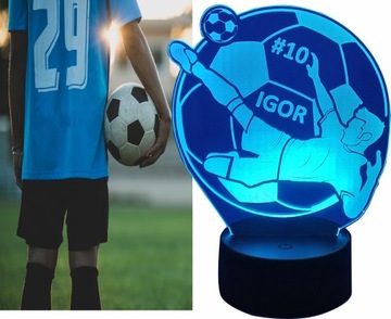 3D СВЕТОДИОДНЫЙ НОЧНИК ФУТБОЛИСТА С ИМЯ НОМЕРОМ ПОДАРОК ​​ДЛЯ ФУТБОЛЬНОГО ФАНАТЕЛЯ