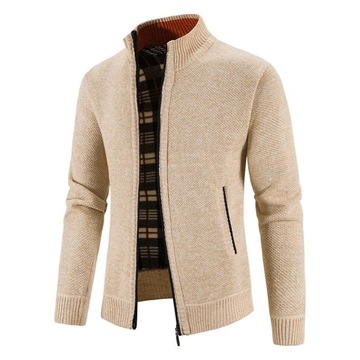 Men's Cardigan Solid Color Fleece Cardigan Zipper