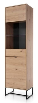 Witryna 53 cm NOAH dąb artisan metalowe nogi szkło