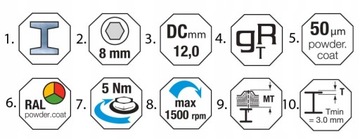 Wkręty do płyty warstwowej 230 mm Ocynk 100 szt. do metalu Etanco GTR12