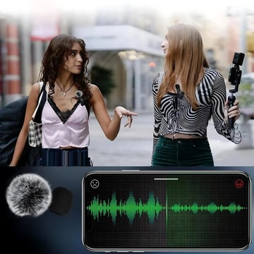 НАБОР 2х БЕСПРОВОДНЫХ МИКРОФОНОВ USB C НА ЗАЖИМЕ USBC 2 МИКРОФОНА