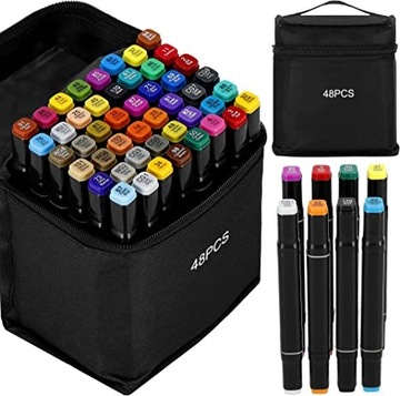 НАБОР ДВУХСТОРОННИХ АЛКОГОЛЬНЫХ МАРКЕРОВ ИЗ 48 ШТ. + ПАКЕТ