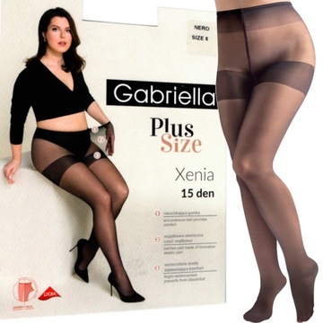 GABRIELLA RAJSTOPY PLUS SIZE XENIA 15 den rozmiar 6 nero czarne