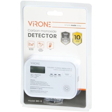 Детектор угарного газа ORNO с ЖК-дисплеем