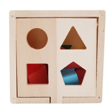 Drewniany SORTER kostka edukacyjna + klocki