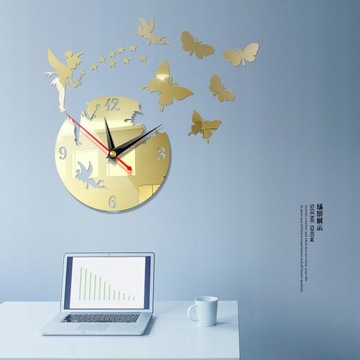 3D Stereo Wall Clock Mirror Sticker DIY Fashi