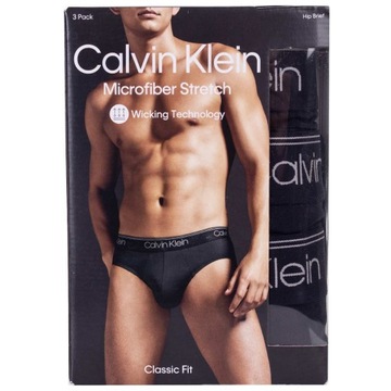 CALVIN KLEIN MAJTKI MĘSKIE SLIPY HIP BRIEF 3PK CZARNE r.M