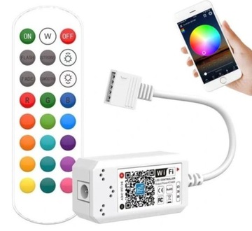 WIFI MUZYCZNY STEROWNIK Z PILOTEM RADIOWYM RGB