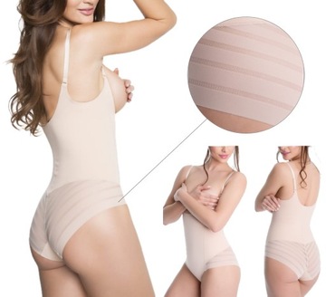 Wyszczuplające BODY korygujące sylwetkę 119 Julimex ozdobne majtki L beż