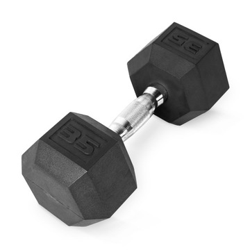 PLATINUM FITNESS HANTLA HEX GUMOWANA 35LBS (16KG) HEXAGONALNA ŻELIWNA