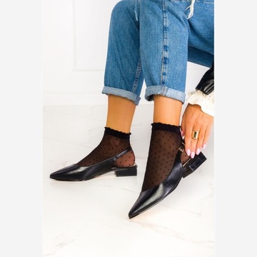 BALERINY DAMSKIE BUTY Z ODKRYTĄ PIĘTĄ SZPIC r 36