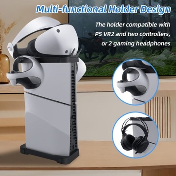 Горизонтальная и вертикальная подставка 2-в-1 для PS5 Slim — черная