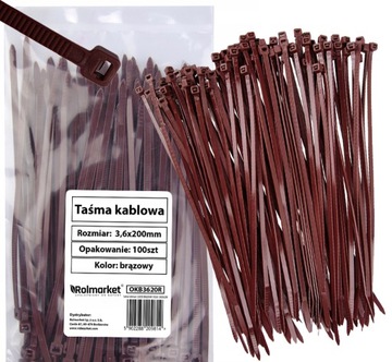 CABLE TAPE кабельные зажимы 3,6х200мм 200 шт КОРИЧНЕВЫЙ