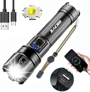 LATARKA LED WODOODPORNA taktyczna akumulatorowa 90000LM