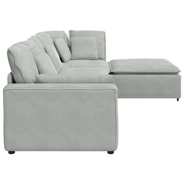 Sofa modułowa z podnóżkiem i poduszkami Velvet Light Grey