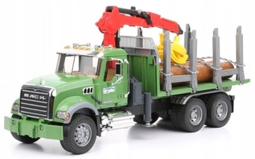 BRUDER 02824 MACK z dźwigiem przyczepą i pniami
