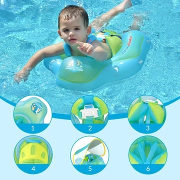 КОЛЕСО ДЛЯ ПЛАВАНИЯ, НАДУВНОЙ ПОНТУ ДЛЯ ДЕТЕЙ С ВЕРШИНКОЙ И НАСОСОМ, СИНИЙ