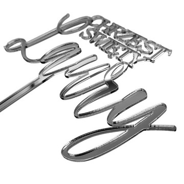 Серебряный топпер для торта СВЯТОЕ КРЕЩЕНИЕ с именем ИМЯ серебряное зеркало