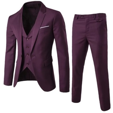 3pc Men Purple Suit (Jacket+Pants+Vest) Brand Slim