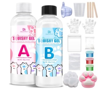 Pełny zestaw do squishy maker płynny silikon 2 tubki formy kocie łapy DIY