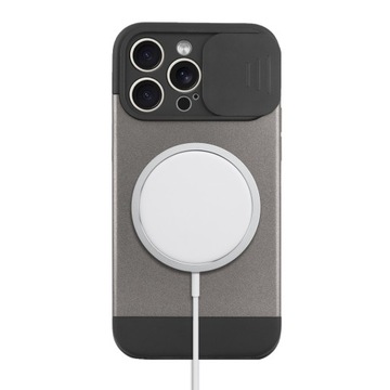 Чехол ERBORD CAM SLIDE ARMOR для iPhone 15 Pro, для MagSafe, Серый Титан